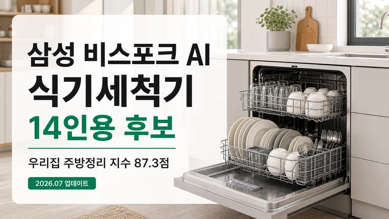 Samsung BESPOKE AI 식기세척기 DW90F79P1U01S 14인용 후보를 주방정리 지수 기준으로 정리한 이미지